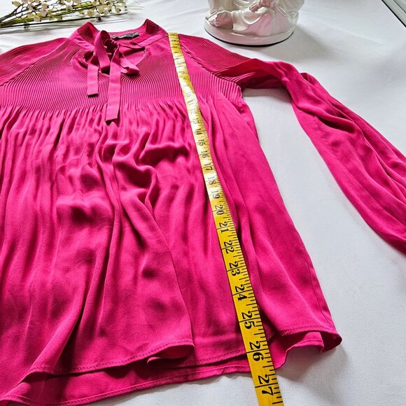 Stunning Pink Pleated Boho Blousy Top - Picture 7 of 8